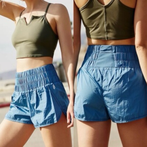 Free People Movement Womens  Blue Running Lined Windbreaker High Rise Shorts - Picture 2 of 8
